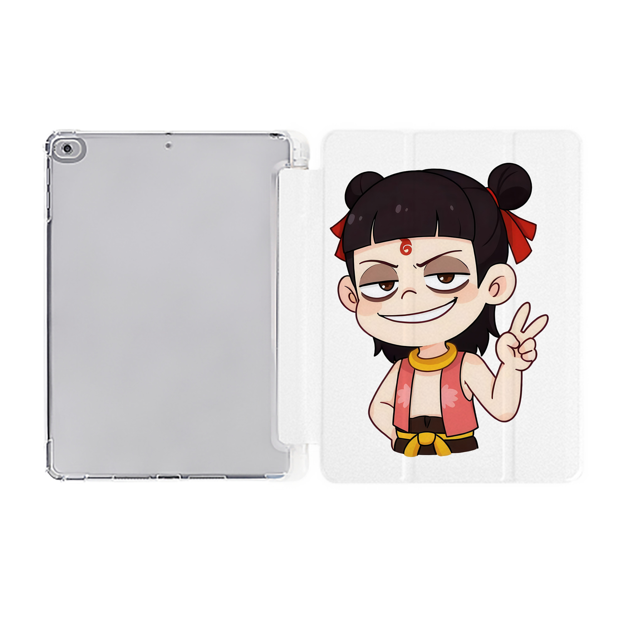 （画像用） Ne Zha 2 ナタ 魔童の大暴れ IPad ケース ペン収納付き 三つ折りスタンド PUレザー×シリコン 対応機種9.5/10.5/10.9インチ